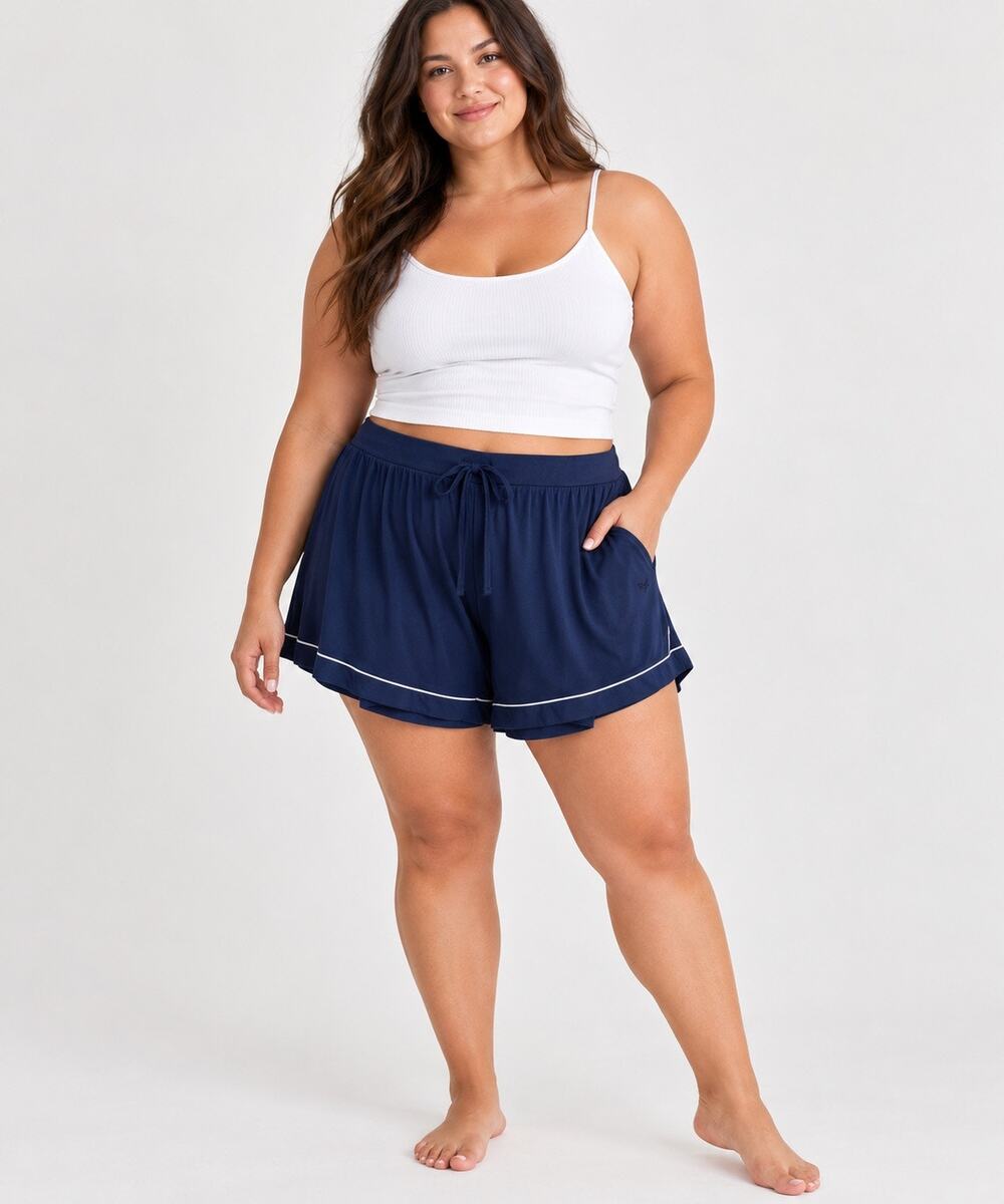Cozy Earth Bamboo Pajama Shorts XXXL Navy Blue White Piping Lounge Sleepwear